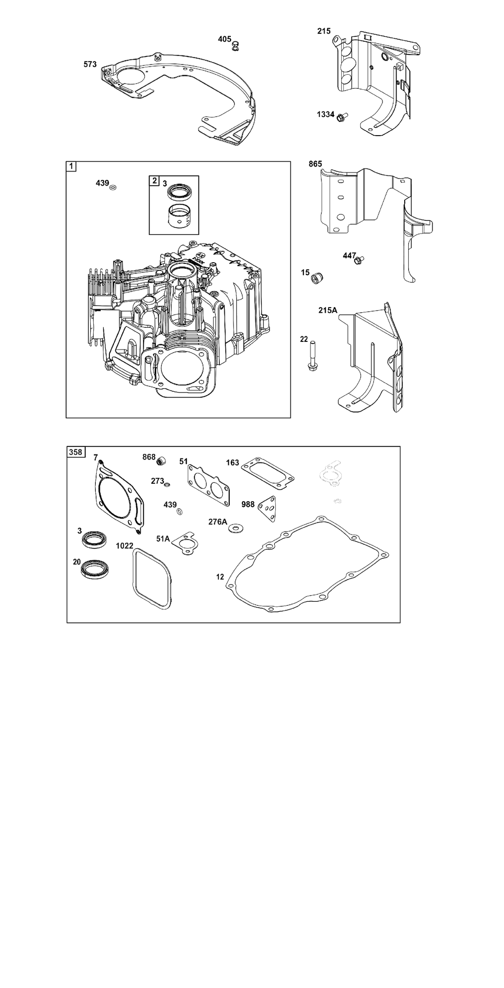 Cylinder Group Diagram and Parts List for 386777-0154-G1  Briggs and Stratton Engine